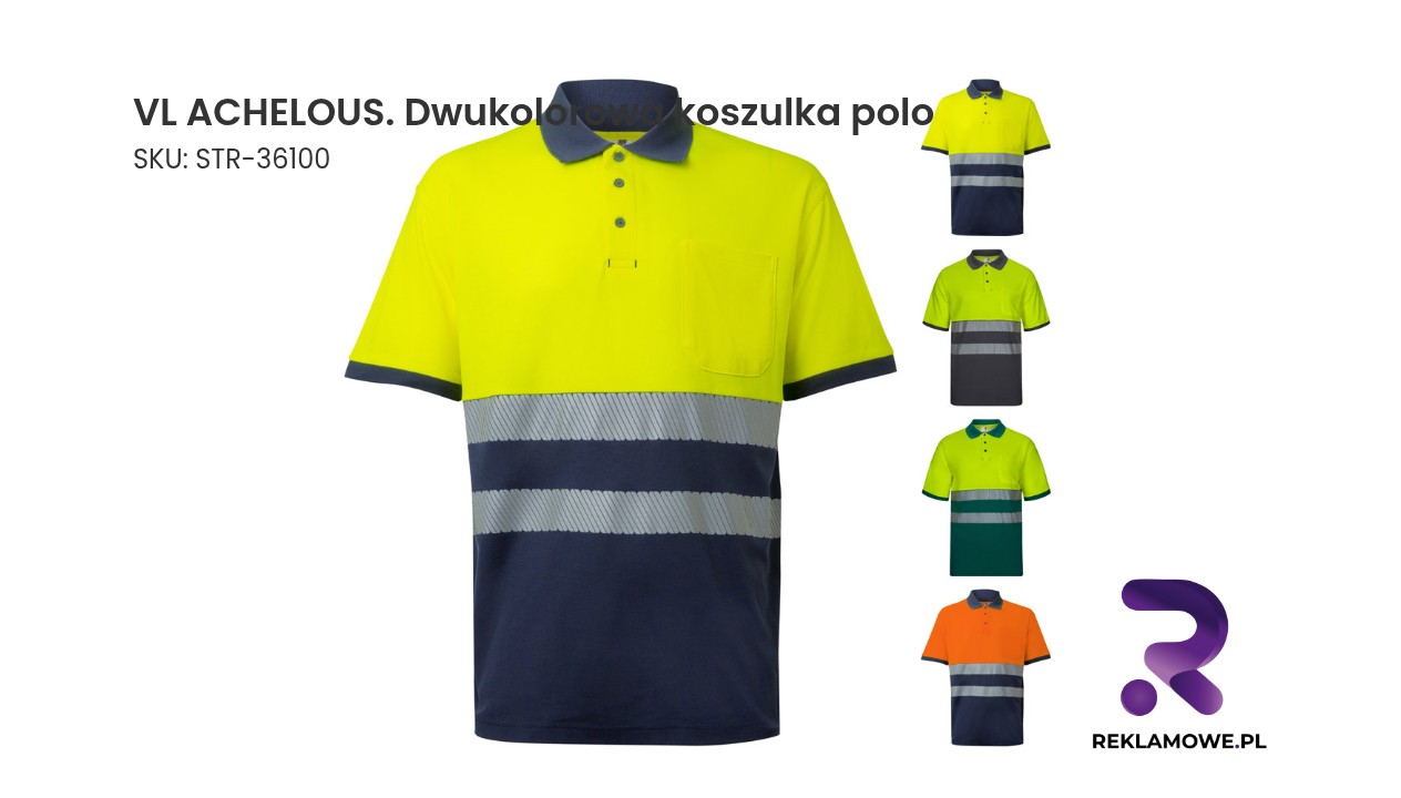 VL ACHELOUS. Dwukolorowa koszulka polo piqué (150 g/m²) z krótkim rękawem, z bawełny (55%) i poliestru (45%) Dwukolorowa koszulka polo VL Achelous