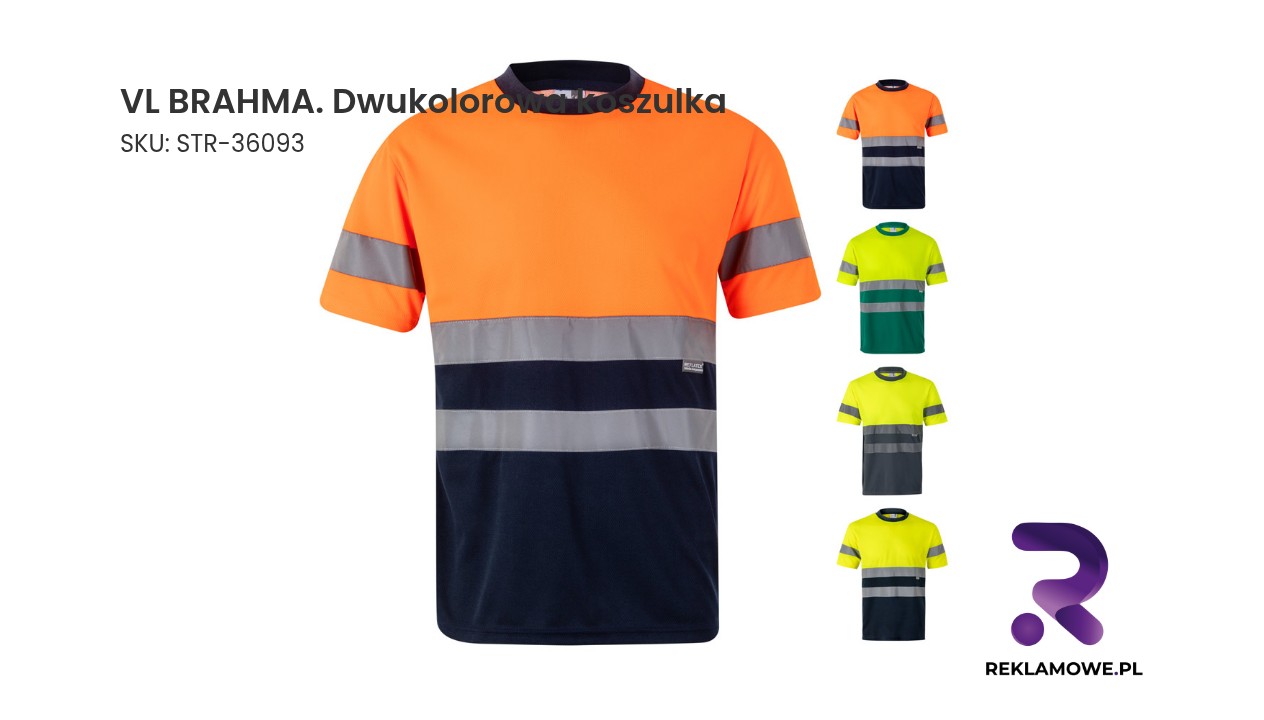 VL BRAHMA. Dwukolorowa koszulka techniczna w kształcie ptasiego oka (140 g/m²) z poliestru (100%) VL BRAHMA dwukolorowa koszulka w paski