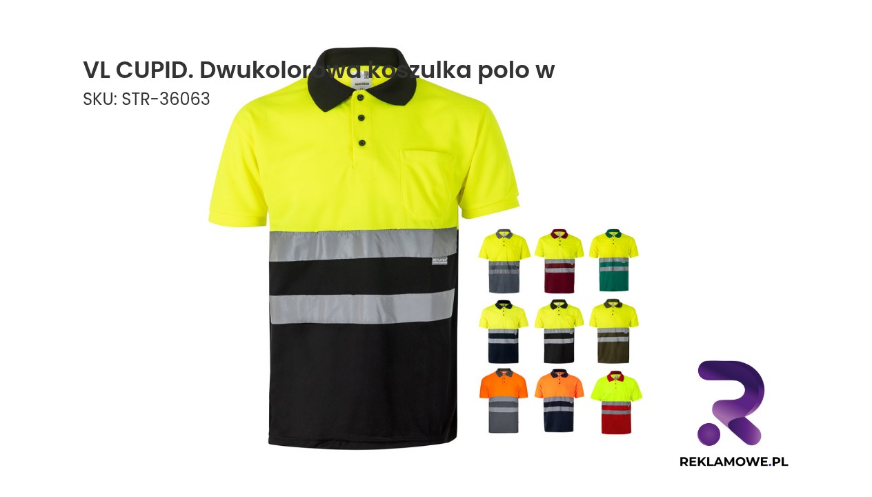 VL CUPID. Dwukolorowa koszulka polo w ptasie oczy (160 g/m²) z krótkimi rękawami, wykonana z poliestru (100%) Dwukolorowa koszulka polo VL CUPID