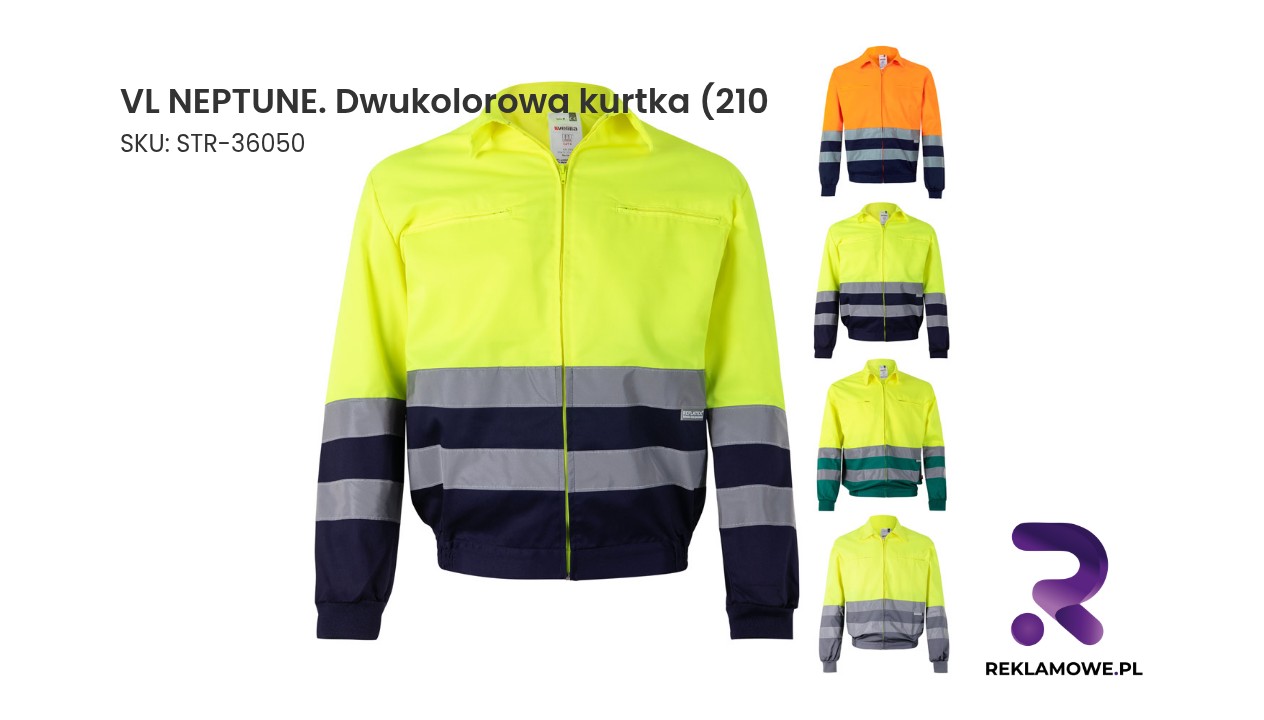 VL NEPTUNE. Dwukolorowa kurtka (210 g/m²) z poliestru (80%) i bawełny (20%) VL NEPTUNE Dwukolorowa kurtka z numerem 210