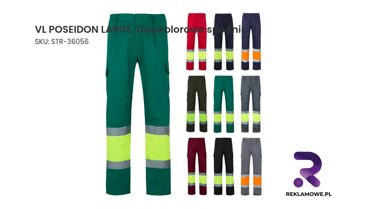VL POSEIDON LARGE. Dwukolorowe spodnie diagonalne z wieloma kieszeniami (210 g/m²), z bawełny (20%) i poliestru (80%) VL POSEIDON LARGE dwukolorowe spodnie