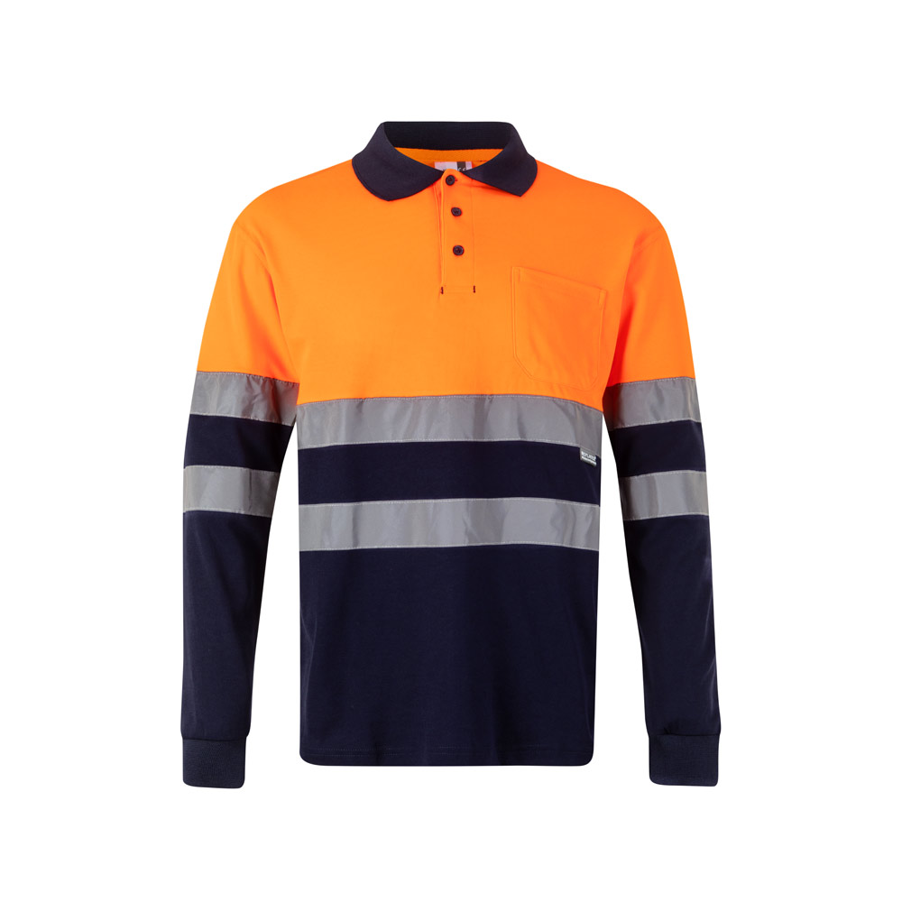 VL PLUTO LARGE. Dwukolorowa koszulka polo pikowana (150 g/m²) z długim rękawem, z bawełny (55%) i poliestru (45%) 36140_set