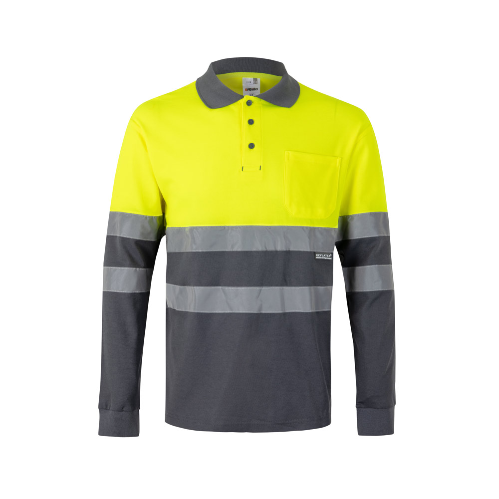 VL PLUTO LARGE. Dwukolorowa koszulka polo pikowana (150 g/m²) z długim rękawem, z bawełny (55%) i poliestru (45%) 36140_set