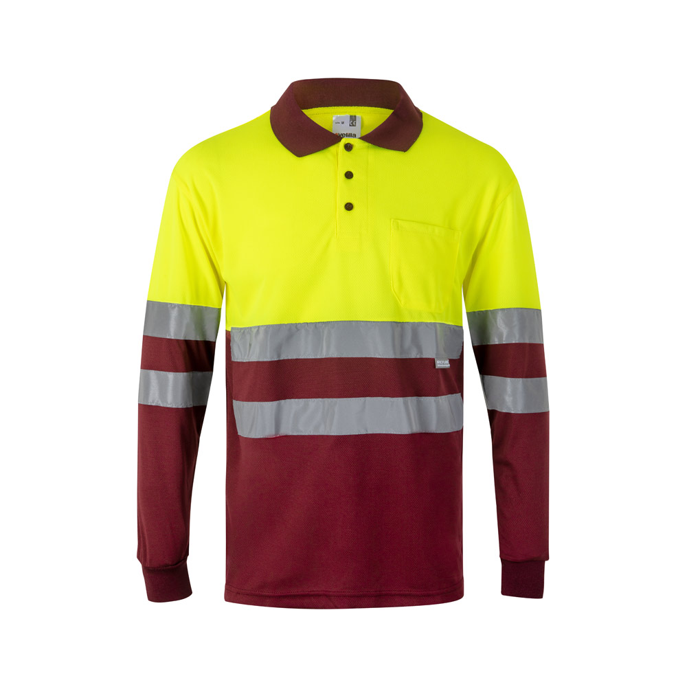 VL VULCAN. Dwukolorowa koszulka polo w ptasie oczy (160 g/m²) z długimi rękawami, z poliestru (100%) 36067_set