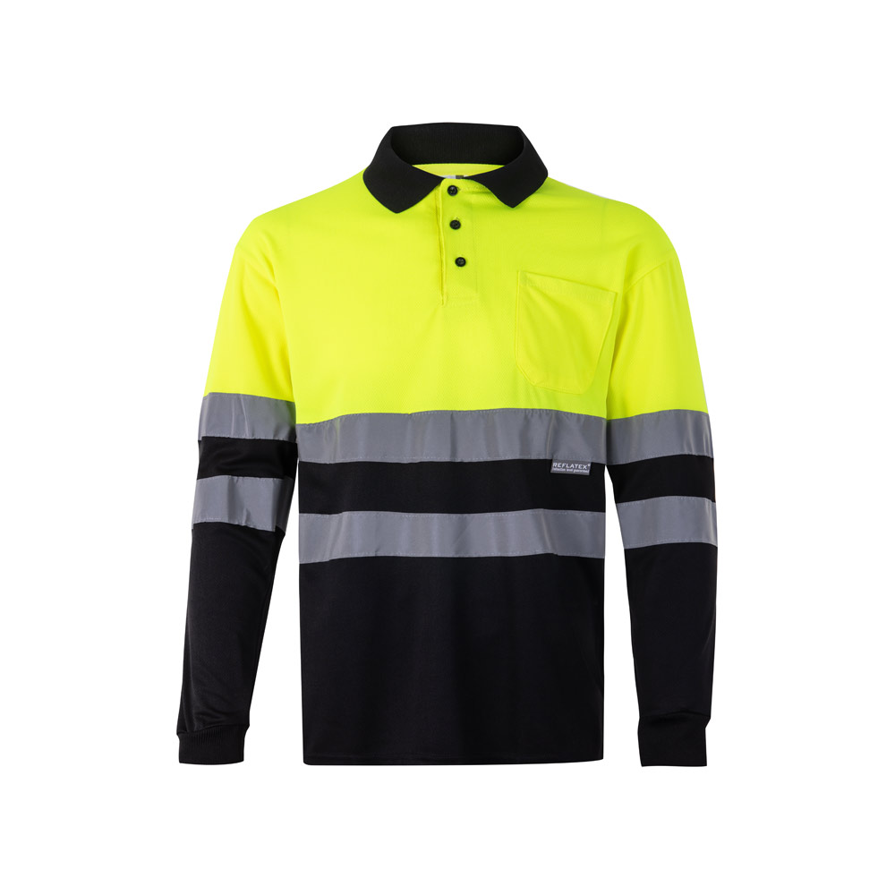 VL VULCAN. Dwukolorowa koszulka polo w ptasie oczy (160 g/m²) z długimi rękawami, z poliestru (100%) 36067_set