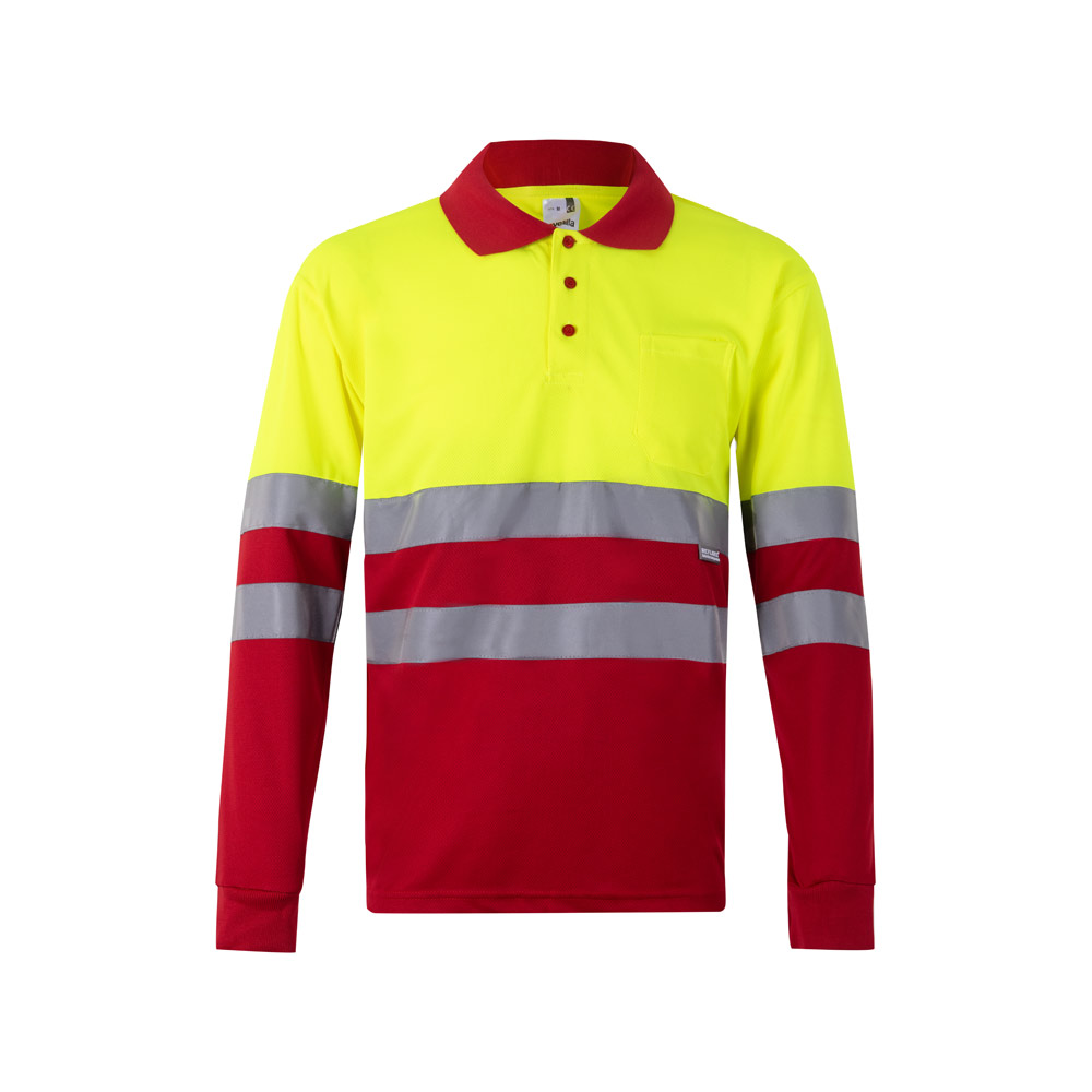 VL VULCAN. Dwukolorowa koszulka polo w ptasie oczy (160 g/m²) z długimi rękawami, z poliestru (100%) 36067_set