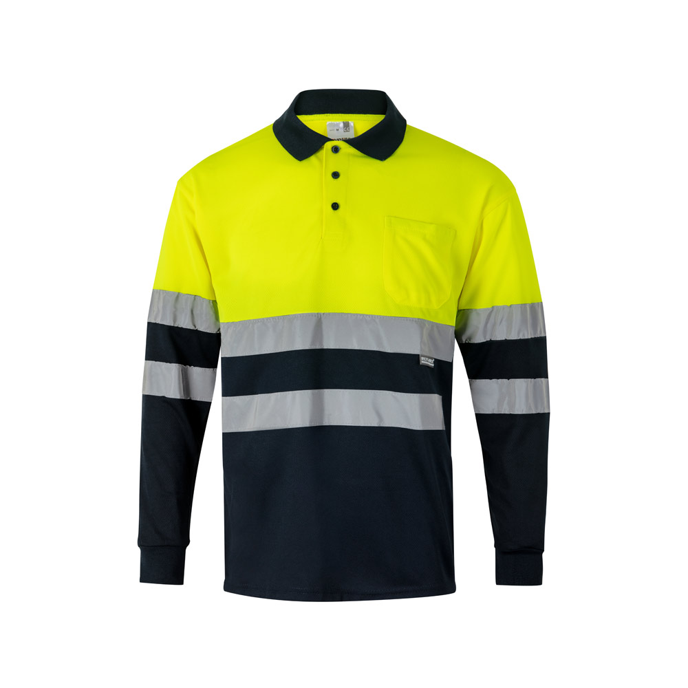 VL VULCAN. Dwukolorowa koszulka polo w ptasie oczy (160 g/m²) z długimi rękawami, z poliestru (100%) 36067_set