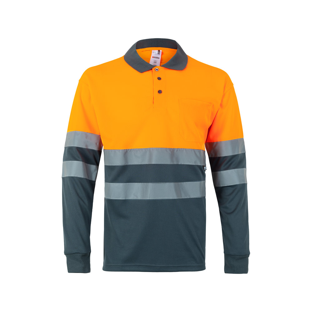 VL VULCAN. Dwukolorowa koszulka polo w ptasie oczy (160 g/m²) z długimi rękawami, z poliestru (100%) 36067_set