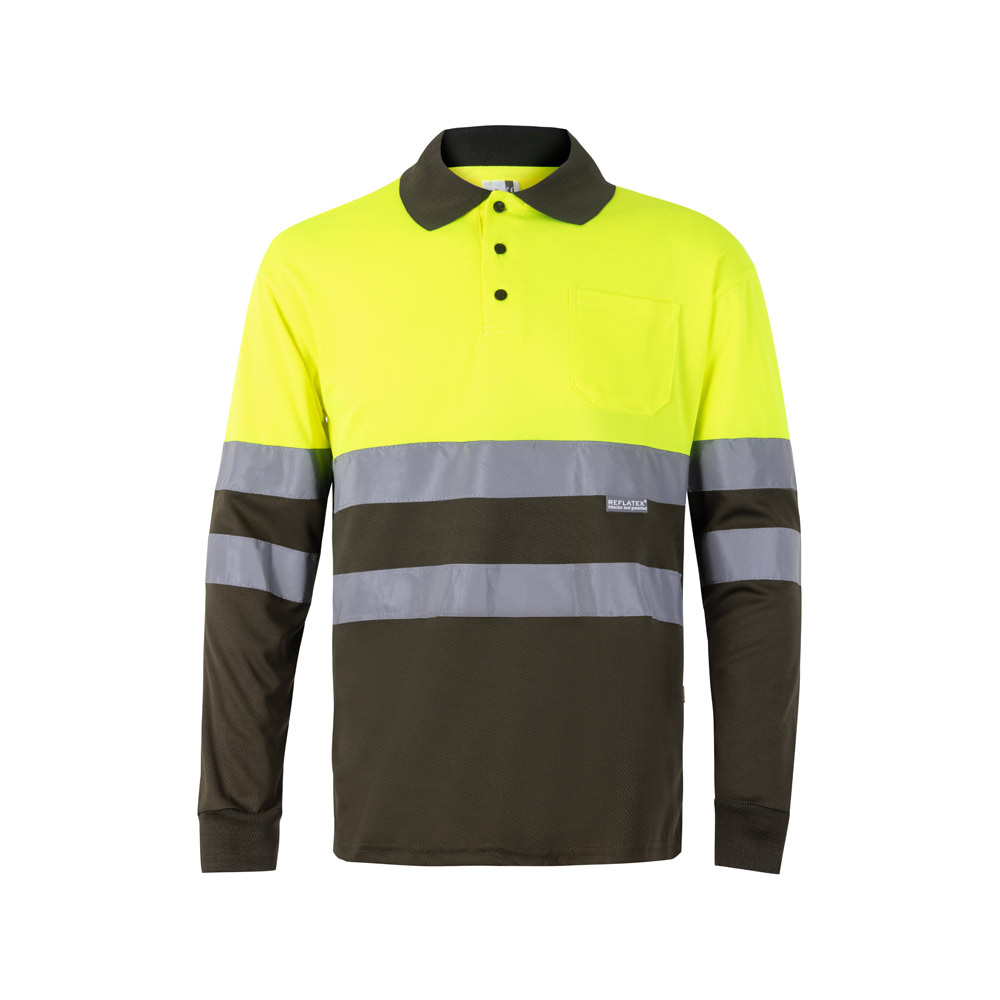 VL VULCAN. Dwukolorowa koszulka polo w ptasie oczy (160 g/m²) z długimi rękawami, z poliestru (100%) 36067_set