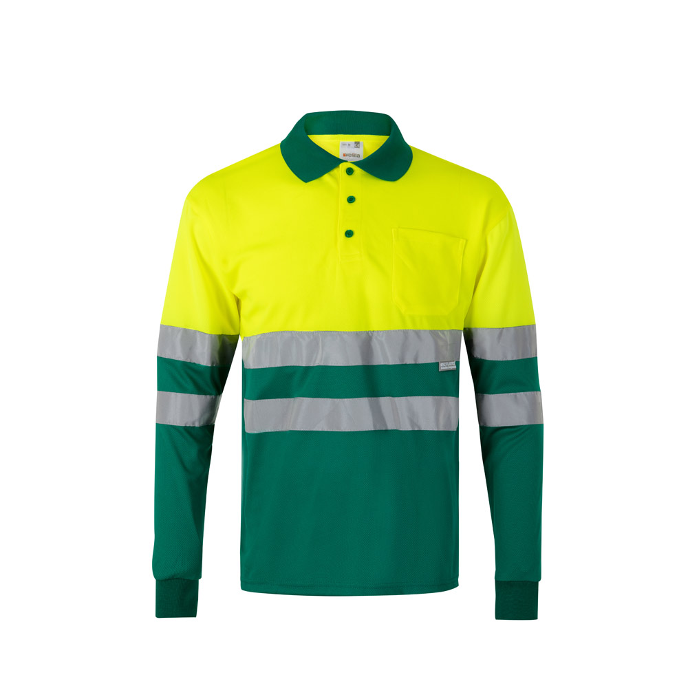 VL VULCAN LARGE. Dwukolorowa koszulka polo w ptasie oczy (160 g/m²) z długim rękawem, poliester (100%) 36069_set