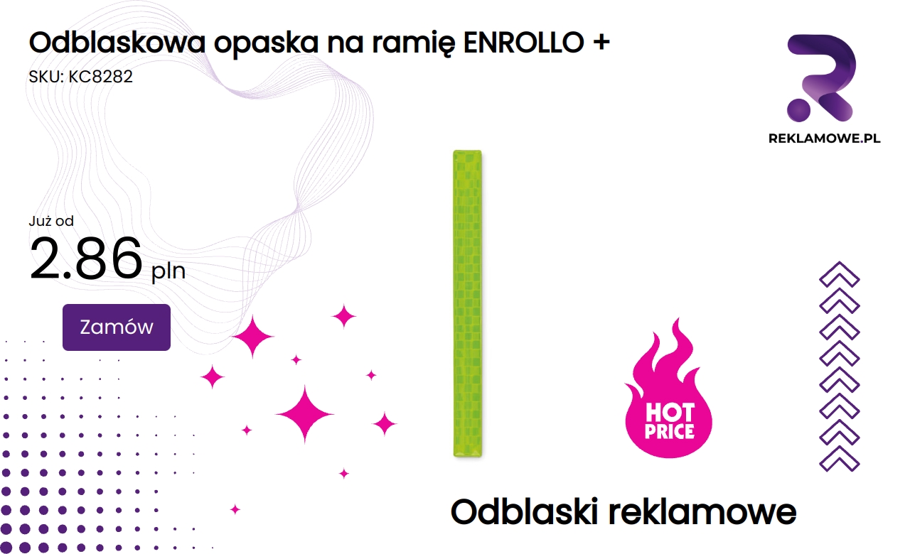 Odblaskowa opaska na ramię ENROLLO + zapewniająca bezpieczeństwo