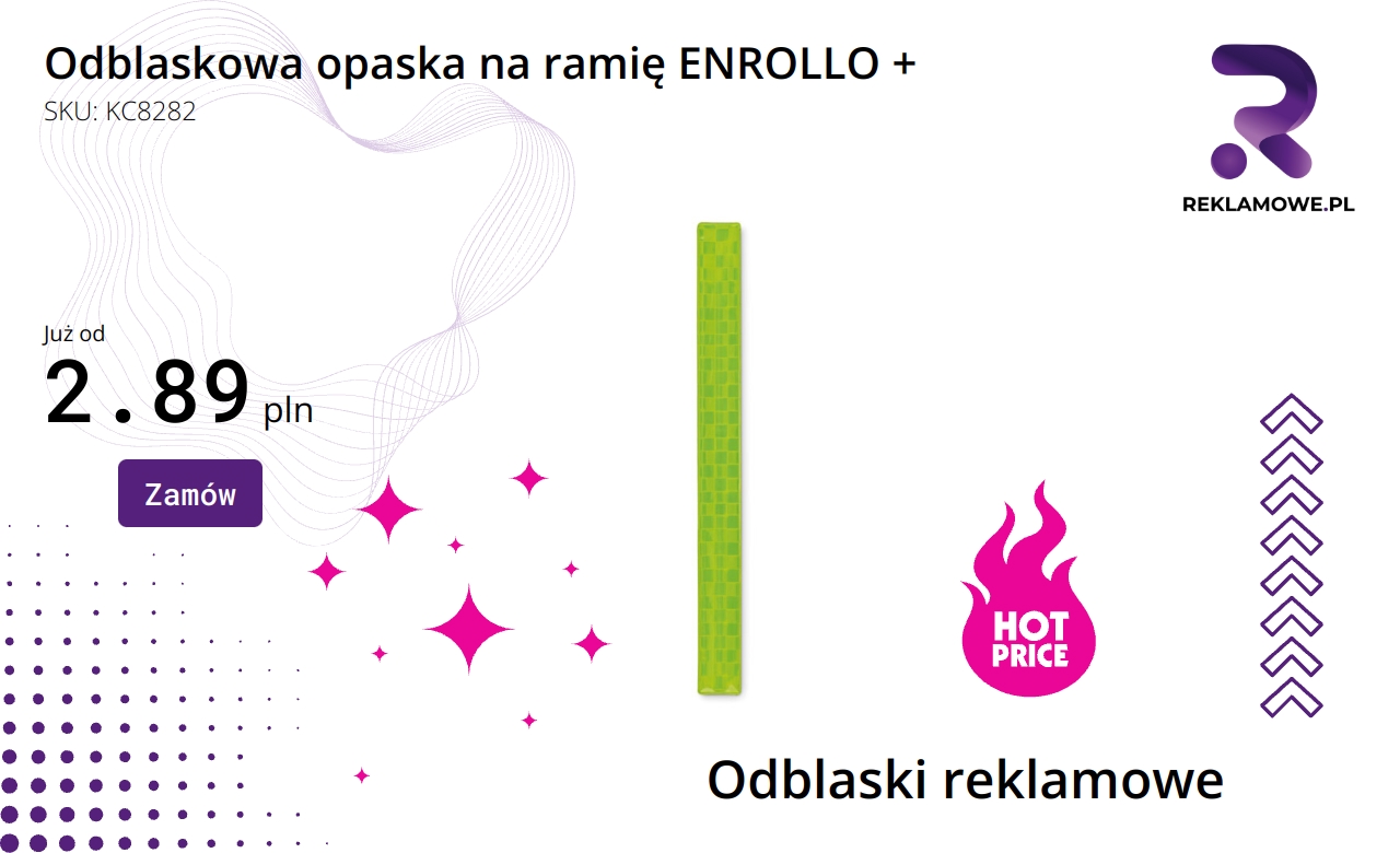 Odblaskowa opaska na ramię ENROLLO + zwiększająca widoczność i bezpieczeństwo