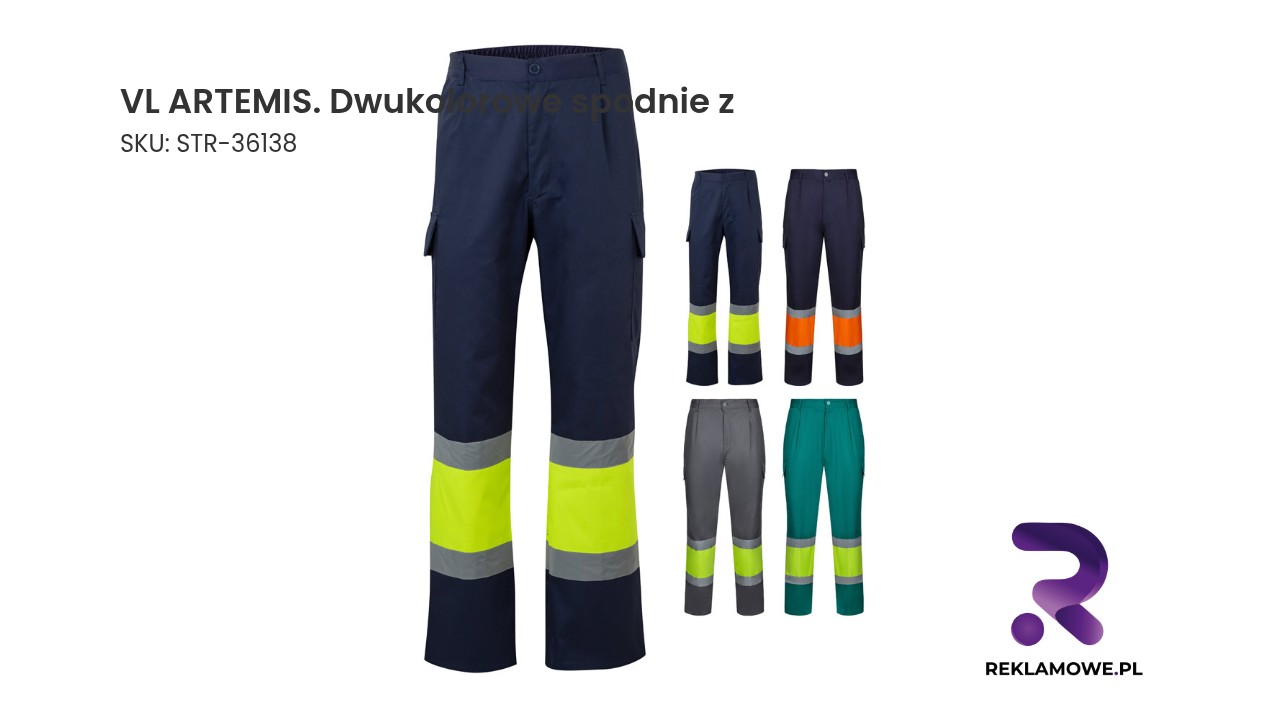 VL ARTEMIS. Dwukolorowe spodnie z diagonalu (190 g/m²), bawełny (20%) i poliestru (80%) VL ARTEMIS dwukolorowe spodnie z